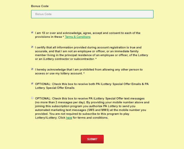 PA Lottery Registration