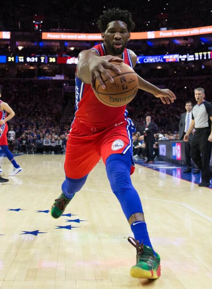 Philadelphia 76ers center Joel Embiid at Wells Fargo Center.