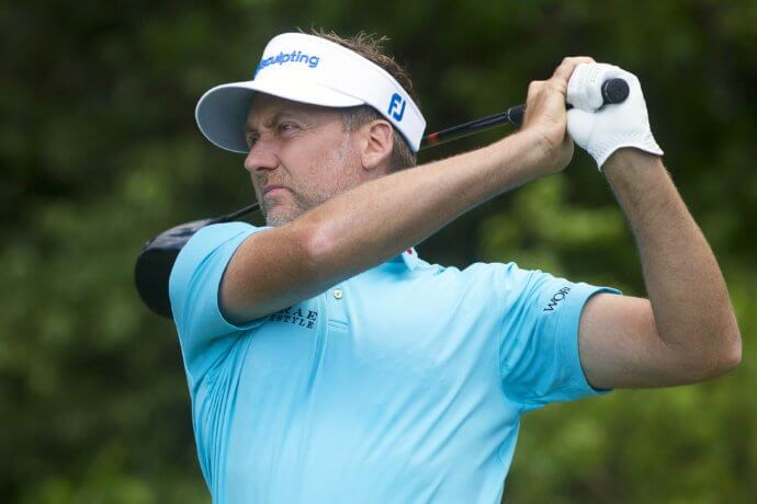Ian Poulter during the final round of the RBC Heritage golf tournament at Harbour Town Golf Links