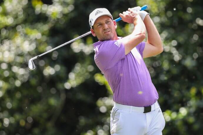 Sergio Garcia in the Wells Fargo Championship golf tournament at Quail Hollow Club