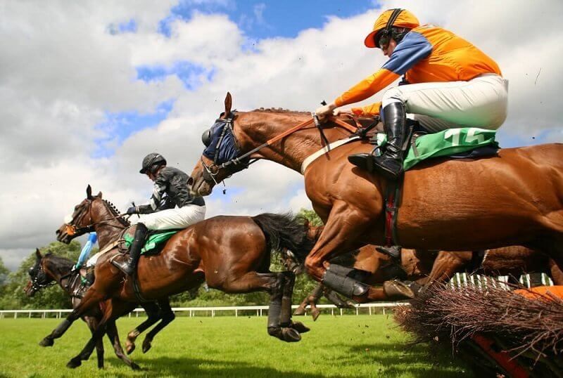 Jockeys competing in a horse race