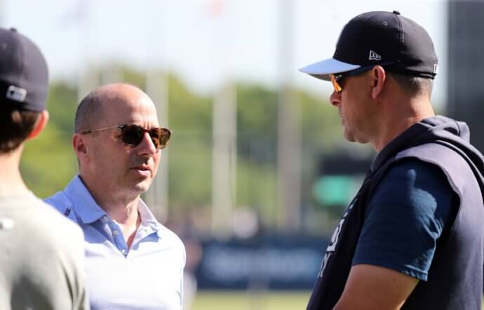 New York Yankees general manager Brian Cashman and manager Aaron Boone
