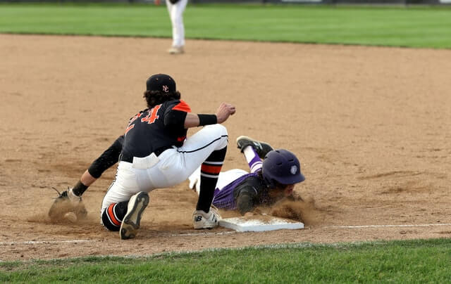 Baseball players during a game
