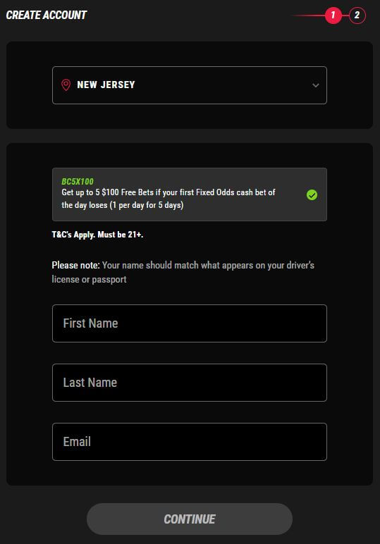 Pointsbet Sign Up Page