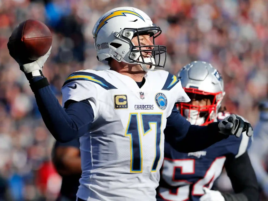 Los Angeles Chargers quarterback Philip Rivers in an AFC Divisional playoff football game at Gillette Stadium