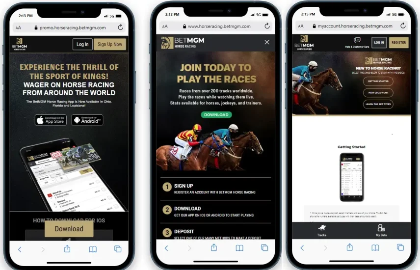 BetMGM Horse Racing mobile website 