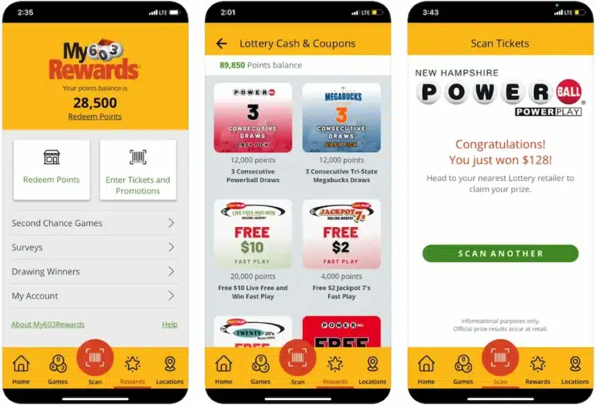 NH Lottery app screenshots